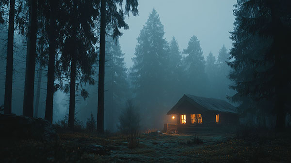 Creepy cottage Halloween background 08