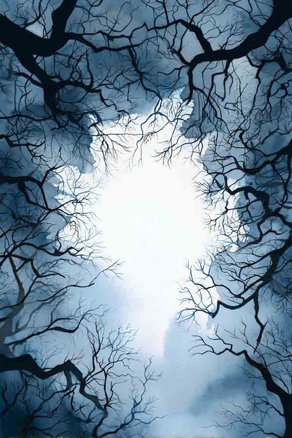 Creepy gnarled trees halloween background 02