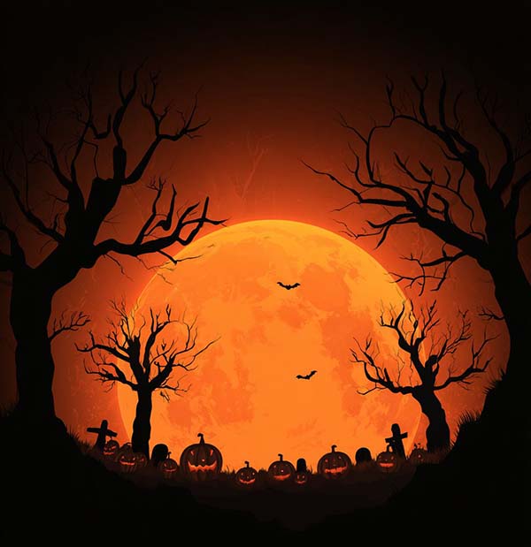 Creepy gnarled trees halloween background 07