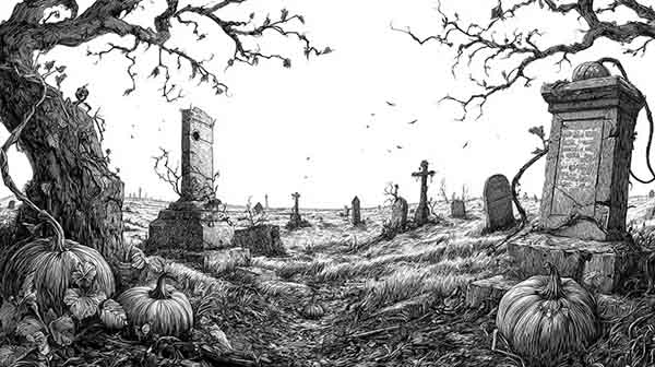 Creepy graveyard Halloween background 01