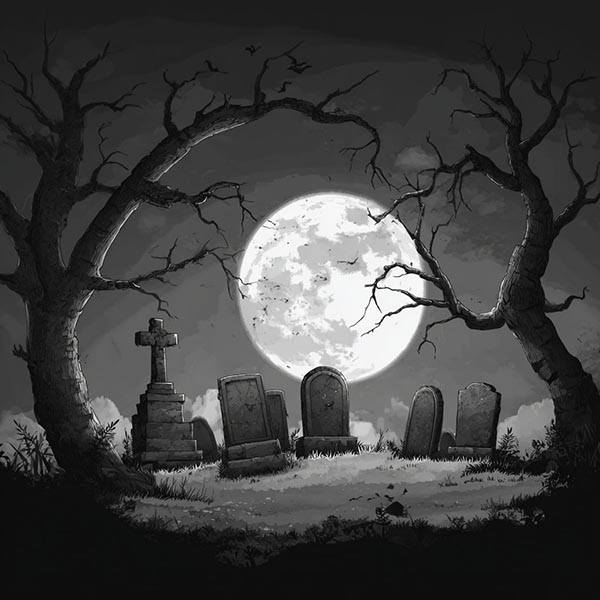 Creepy graveyard Halloween background 02