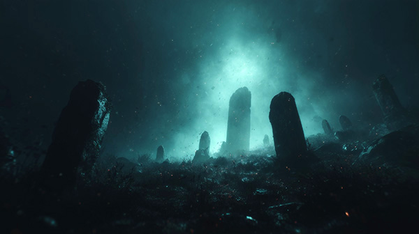 Creepy graveyard Halloween background 05