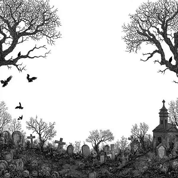 Creepy graveyard Halloween background 10