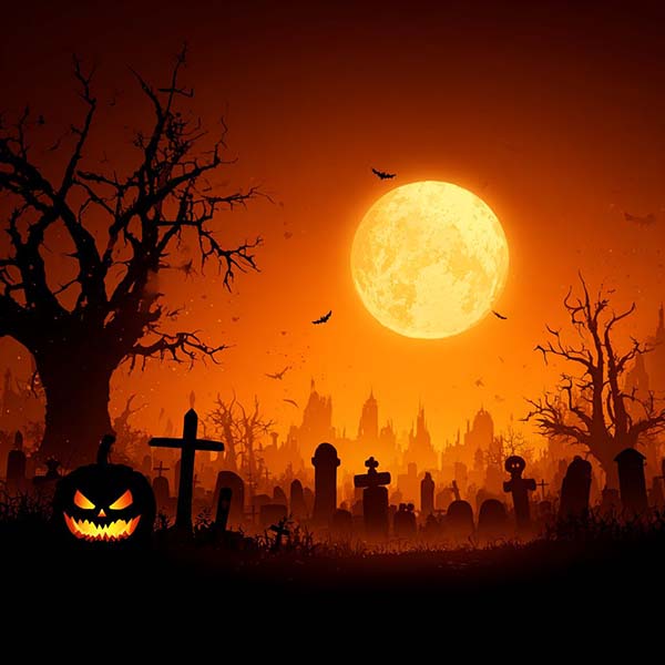 Creepy graveyard Halloween background 11