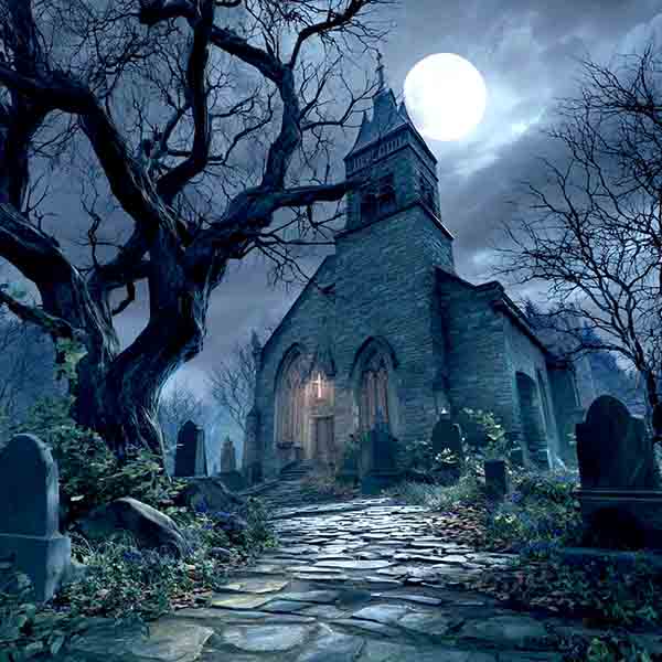 Creepy graveyard Halloween background 15