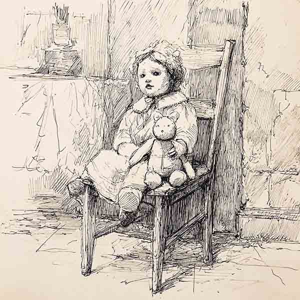 How to draw a creepy doll 01