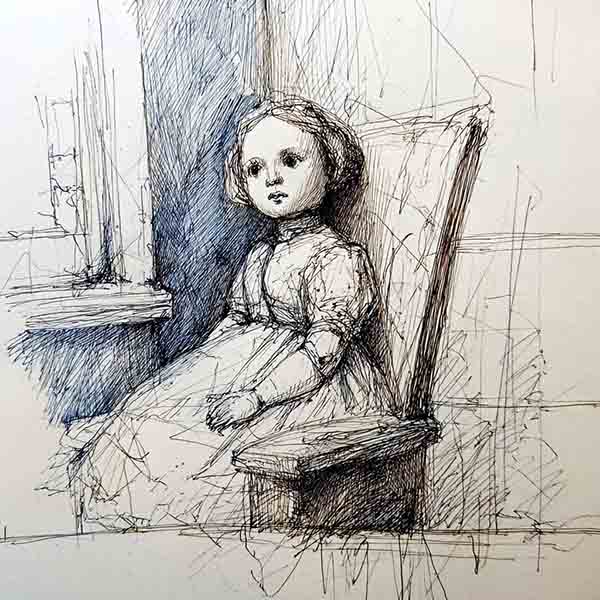 How to draw a creepy doll 03