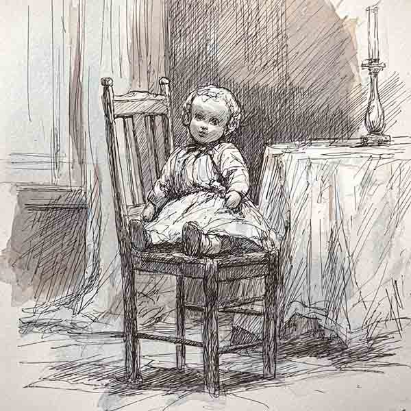 How to draw a creepy doll 04