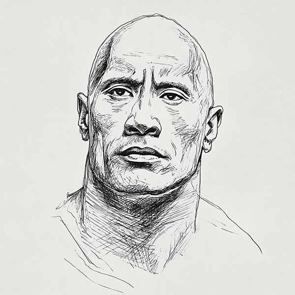 Drawing of Dwayne Johnson 01