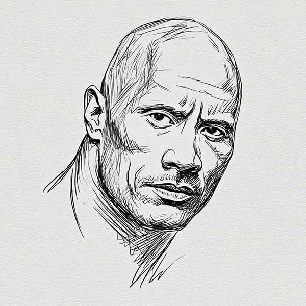 Drawing of Dwayne Johnson 02