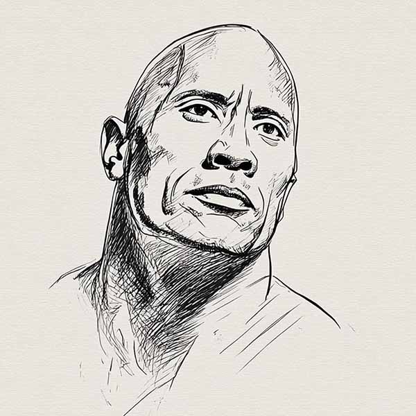 Drawing of Dwayne Johnson 03