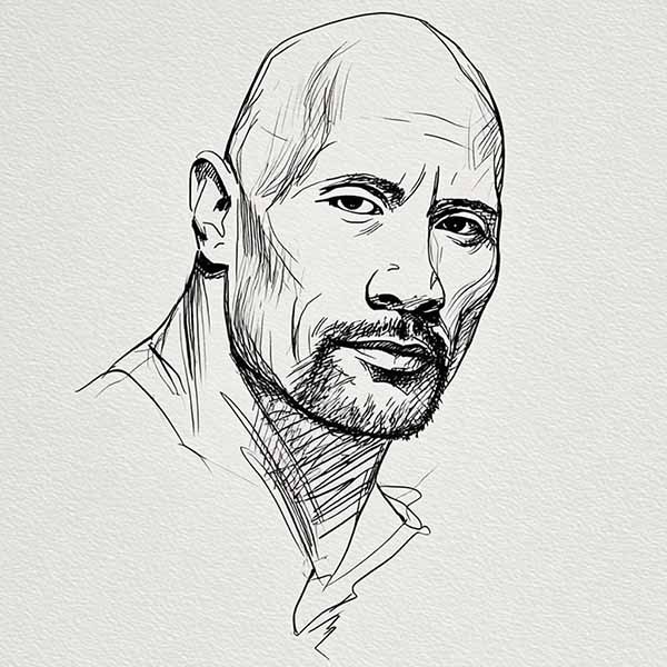 Drawing of Dwayne Johnson 04