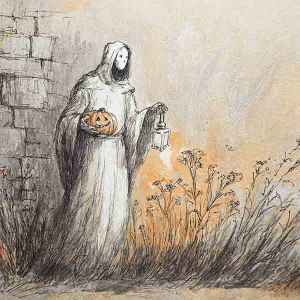How to draw a Halloween ghost 01