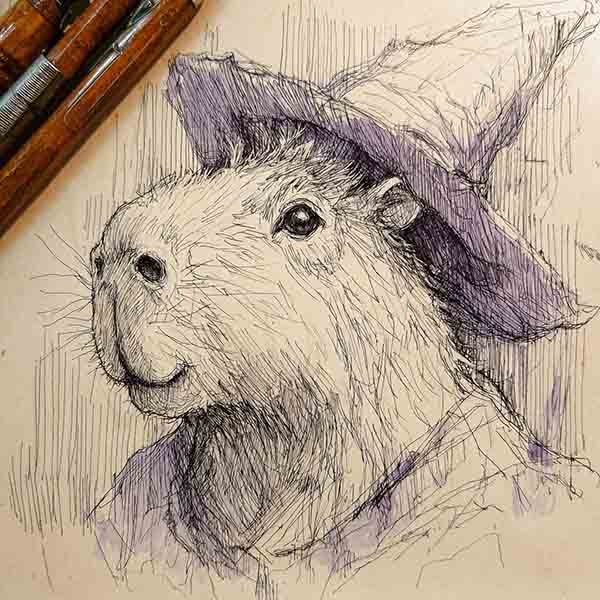 How to draw a Halloween capybara 02