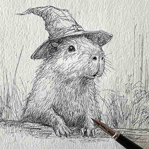 How to draw a Halloween capybara 04