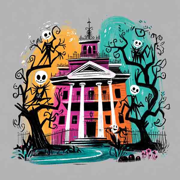Haunted mansion Halloween background 03