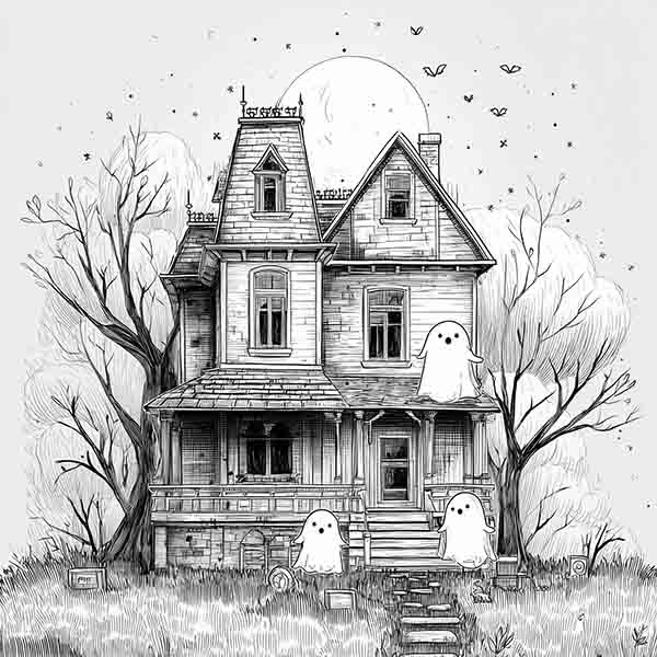 Haunted mansion Halloween background 04
