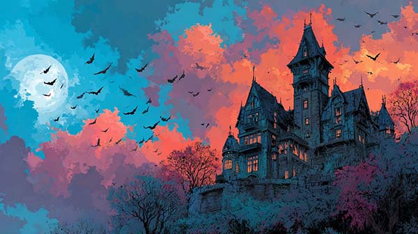 Haunted mansion Halloween background 05