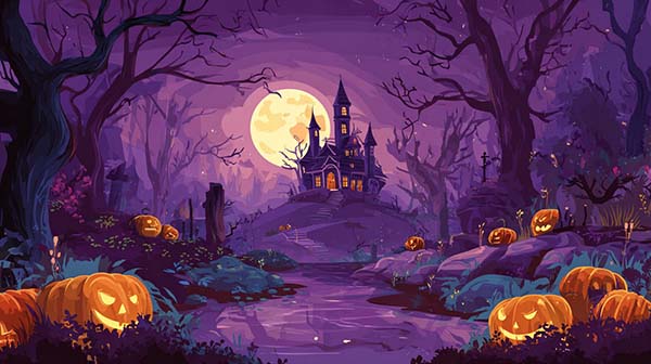 Haunted mansion Halloween background 06