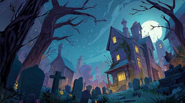 Haunted mansion Halloween background 07