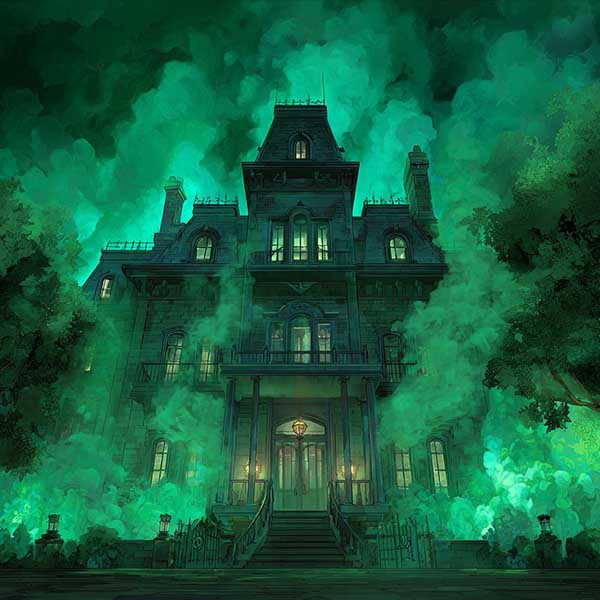 Haunted mansion Halloween background 11