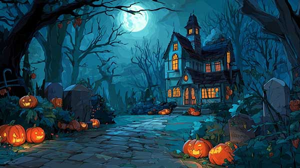 Haunted mansion Halloween background 13
