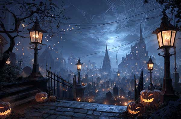 Haunted mansion Halloween background 17