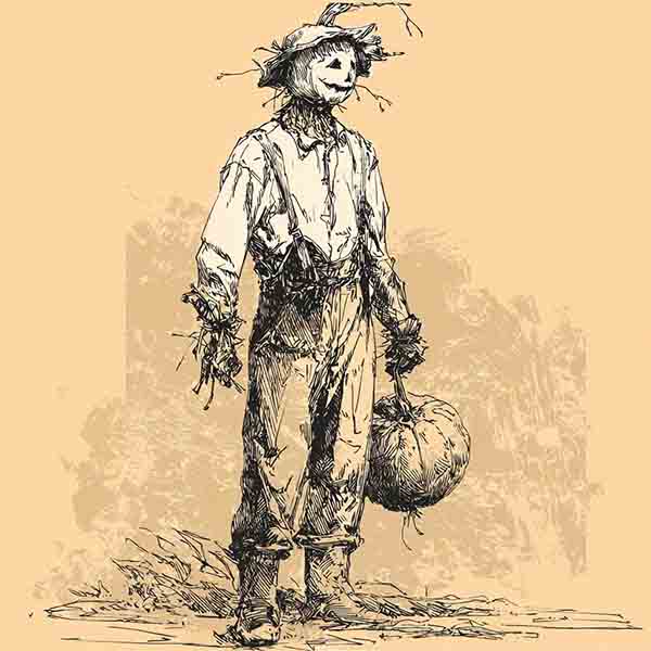 scarecrow pumpkin head drawing 01