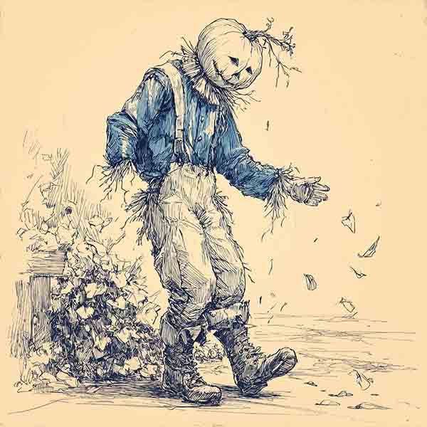 scarecrow pumpkin head drawing 03