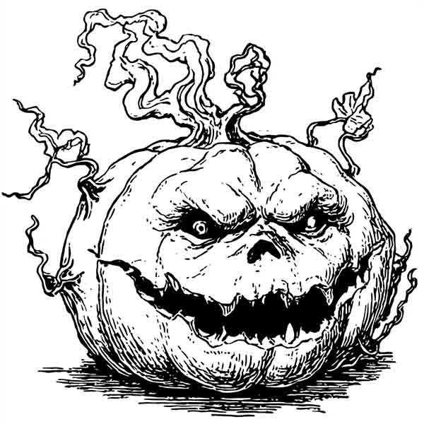 Scary Halloween pumpkin drawing 02