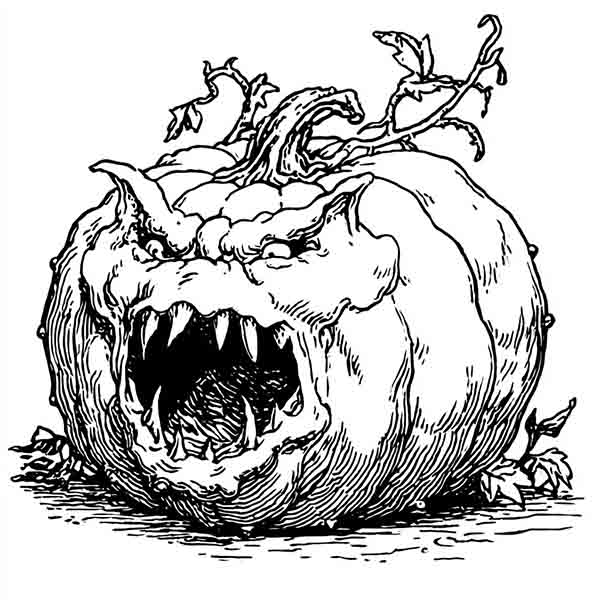 Scary Halloween pumpkin drawing 03