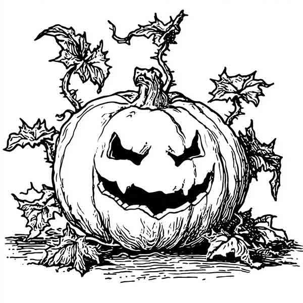 Scary Halloween pumpkin drawing 04