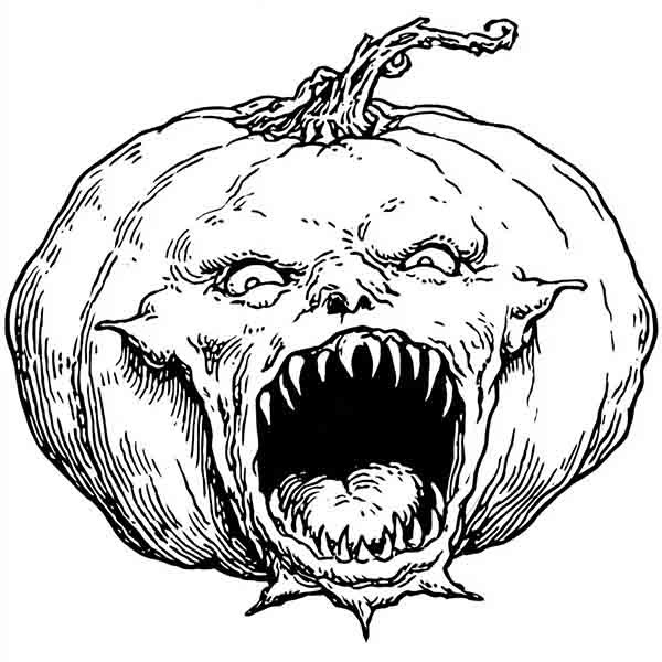 Scary Halloween pumpkin drawing 05
