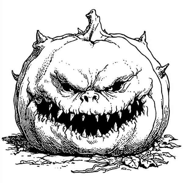 Scary Halloween pumpkin drawing 07