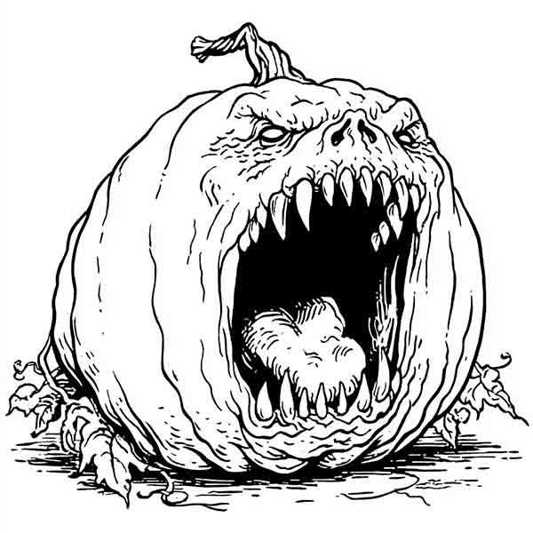 Scary Halloween pumpkin drawing 08