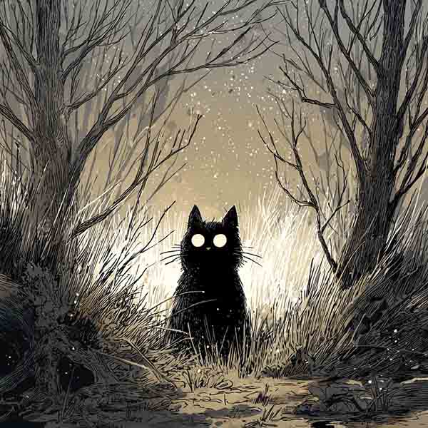 Spooky black cat Halloween Background 07