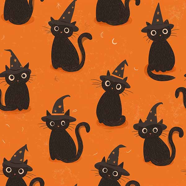 Spooky black cat Halloween Background 08