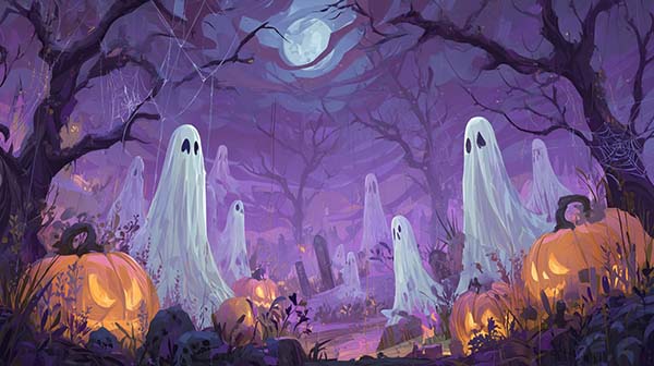 Spooky scene Halloween background 06