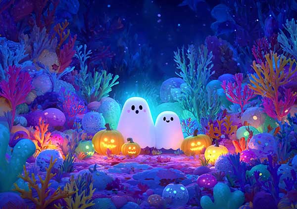 Spooky scene Halloween background 09