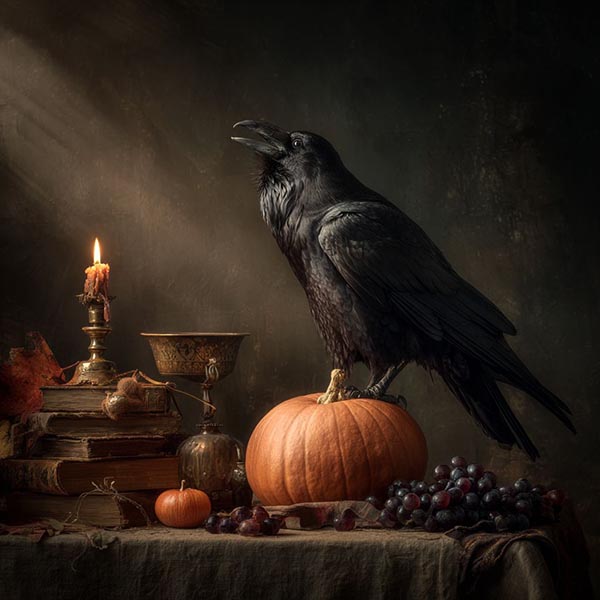 Halloween background raven 04