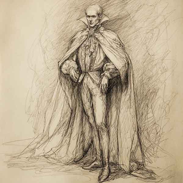 vampire with cape drawing 01