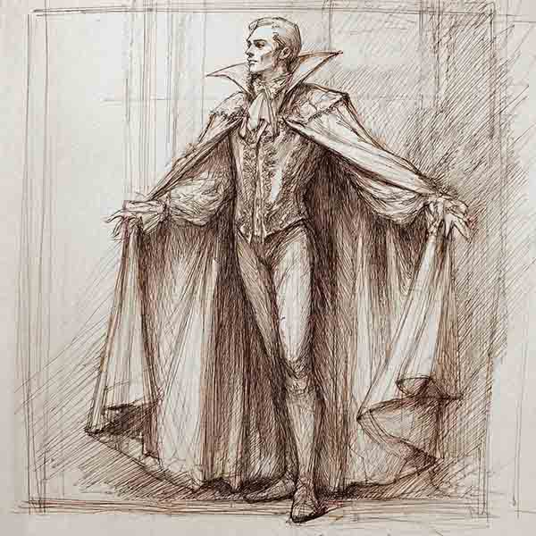vampire with cape drawing 03