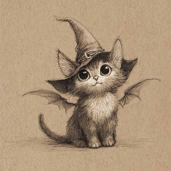 vintage Halloween drawing 01