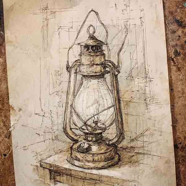 vintage lamp drawing 01