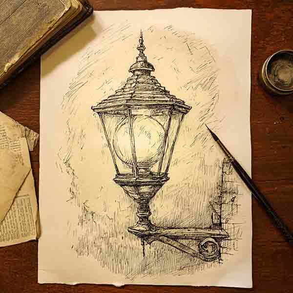 vintage lamp drawing 02