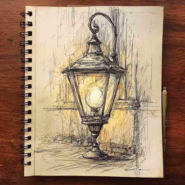 vintage lamp drawing 04