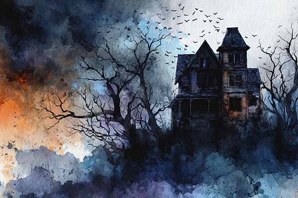 Watercolor Halloween background 04