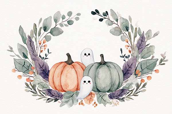 Watercolor Halloween background 09