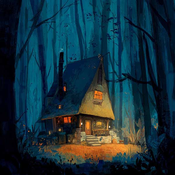 Scary witch house Halloween background 04