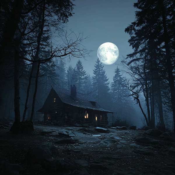 Scary witch house Halloween background 09